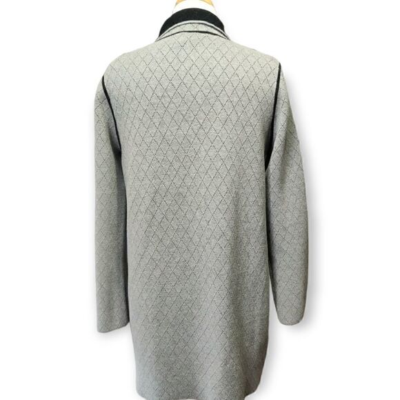 💥 DAMASK GRAY COTTON ZIP FRONT CARDIGAN BLAZER DUSTER COAT SIZE M - Picture 10 of 11
